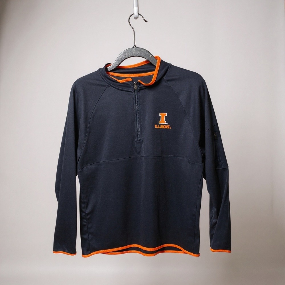 Colosseum Illinois Fighting Illini Navy Orange 1/4 Zip‎ Pullover Men's L